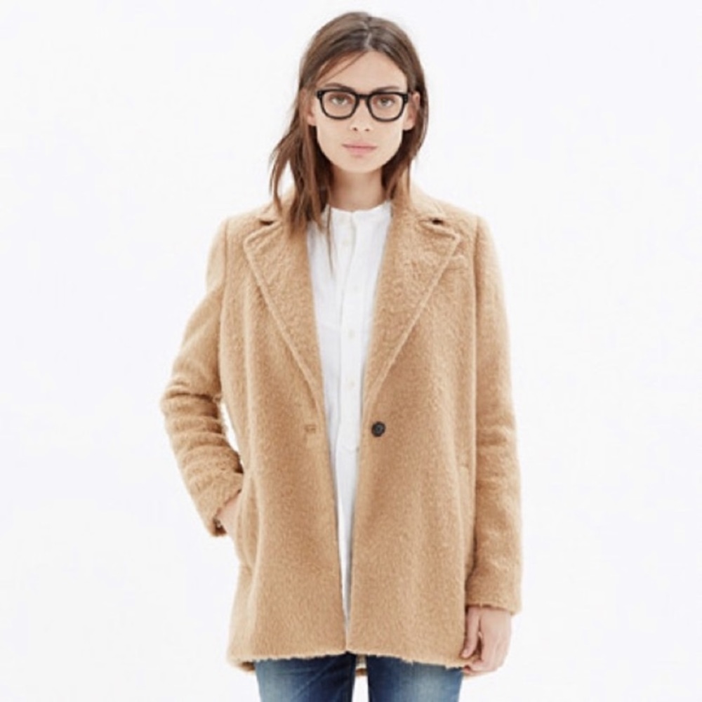 Madewell Bushweave Cocoon Tan Knit Coat